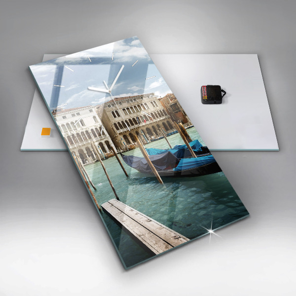 Reloj de vidrio vertical Góndolas Venecia Italia - espejomat.es