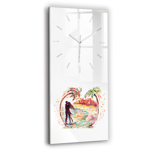 Reloj de vidrio vertical Acuarela Amor en Miami Beach - espejomat.es