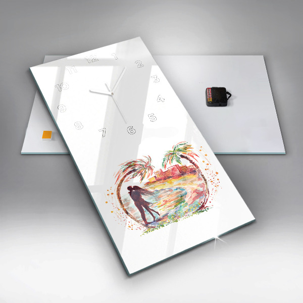 Reloj de vidrio vertical Acuarela Amor en Miami Beach - espejomat.es