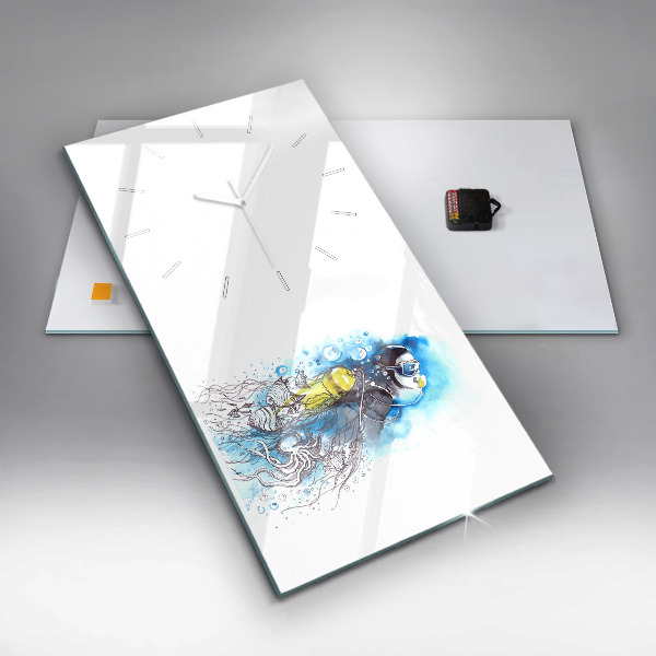 Reloj de vidrio vertical Vida submarina de peces - espejomat.es