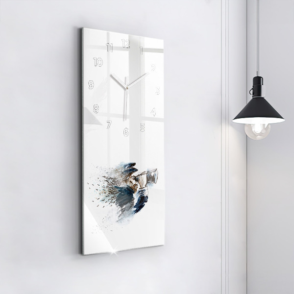 Reloj de vidrio vertical Capitán de barco con prismáticos - espejomat.es