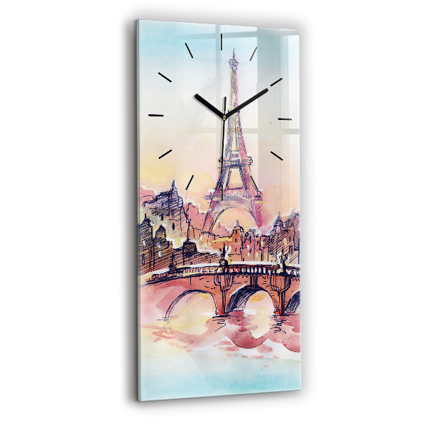 Reloj de cristal vertical Paisaje pintado de París - espejomat.es