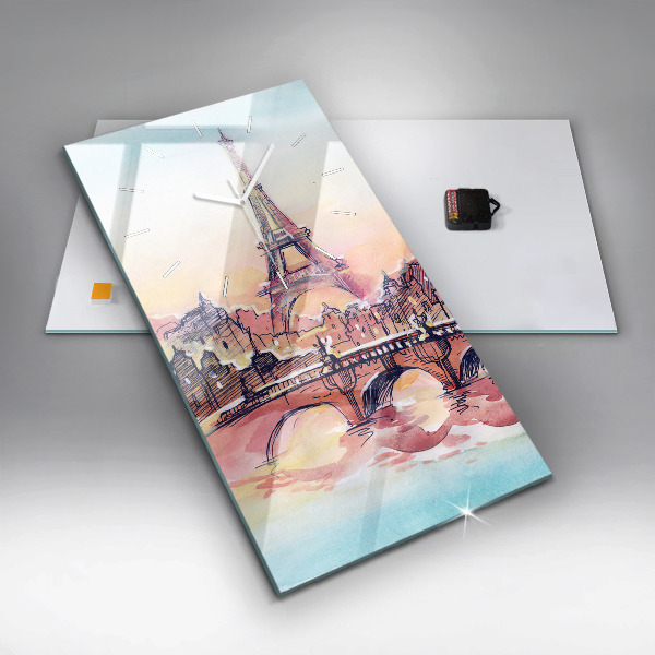 Reloj de cristal vertical Paisaje pintado de París - espejomat.es