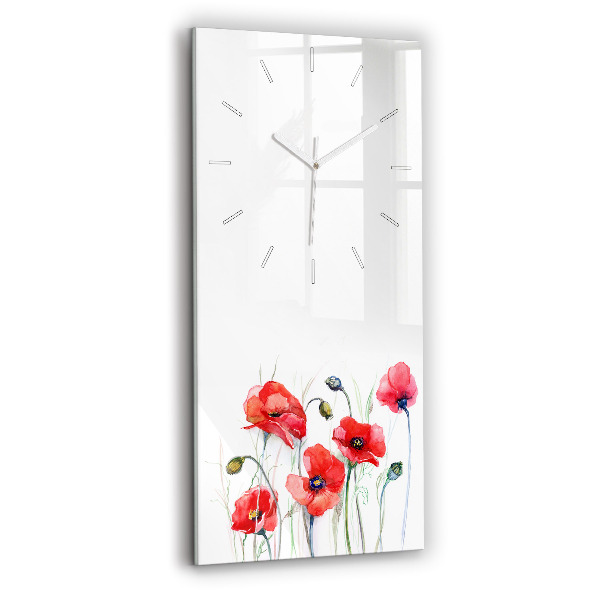 Reloj vertical Amapolas rojas pintadas - espejomat.es