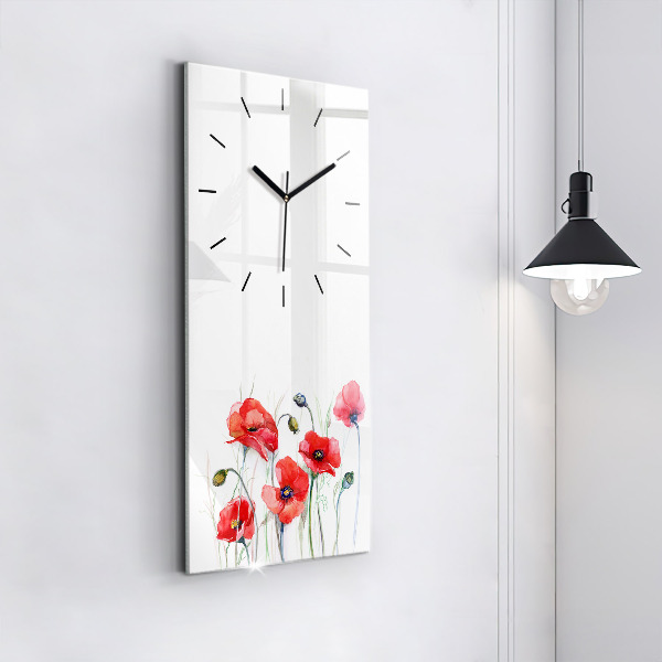 Reloj vertical Amapolas rojas pintadas - espejomat.es