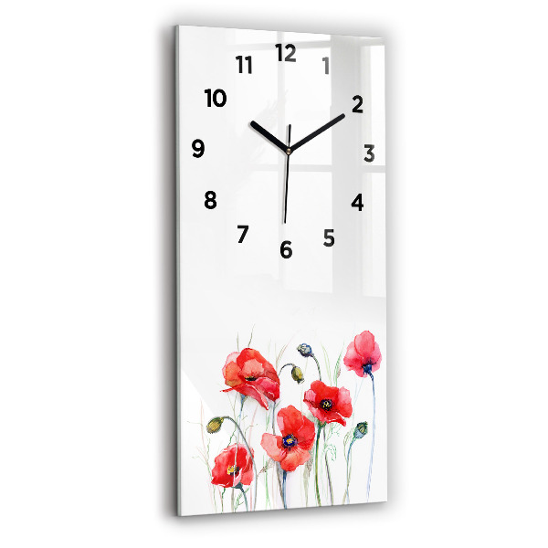 Reloj vertical Amapolas rojas pintadas - espejomat.es