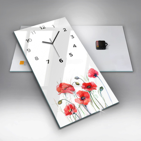 Reloj vertical Amapolas rojas pintadas - espejomat.es