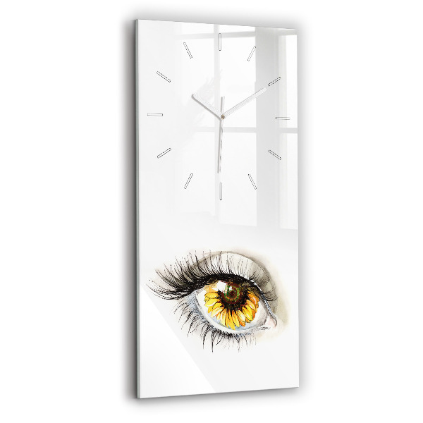 Reloj de vidrio vertical Girasol en el ojo - espejomat.es