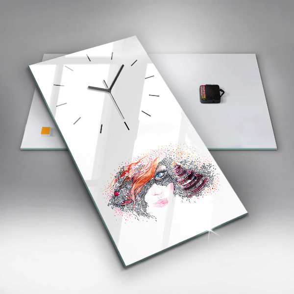 Reloj de vidrio vertical Dulce mujer con pastel - espejomat.es