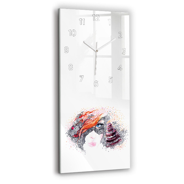 Reloj de vidrio vertical Dulce mujer con pastel - espejomat.es