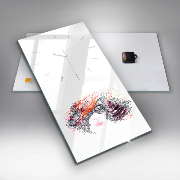 Reloj de vidrio vertical Dulce mujer con pastel - espejomat.es