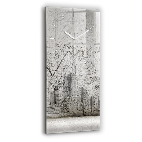 Reloj de vidrio vertical Bosquejo de una ciudad - espejomat.es