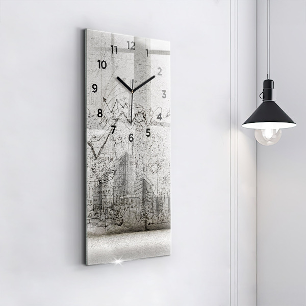 Reloj de vidrio vertical Bosquejo de una ciudad - espejomat.es