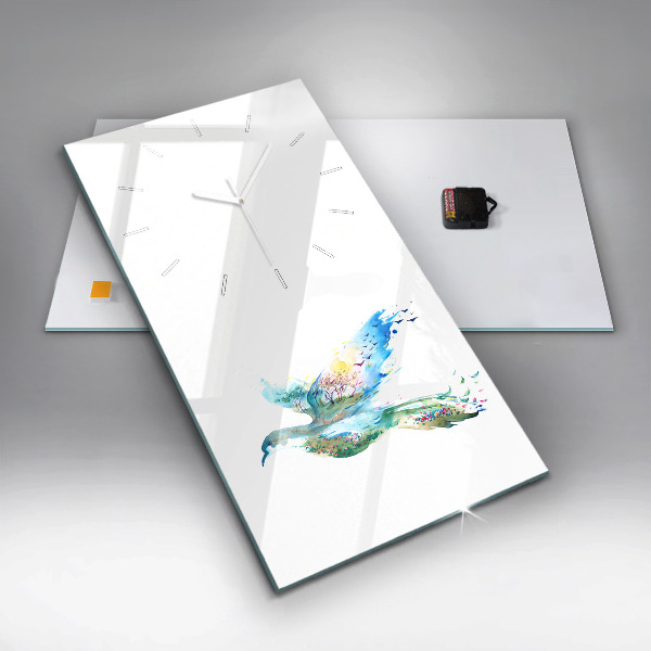 Reloj de vidrio vertical Abstracción de pájaro y primavera - espejomat.es