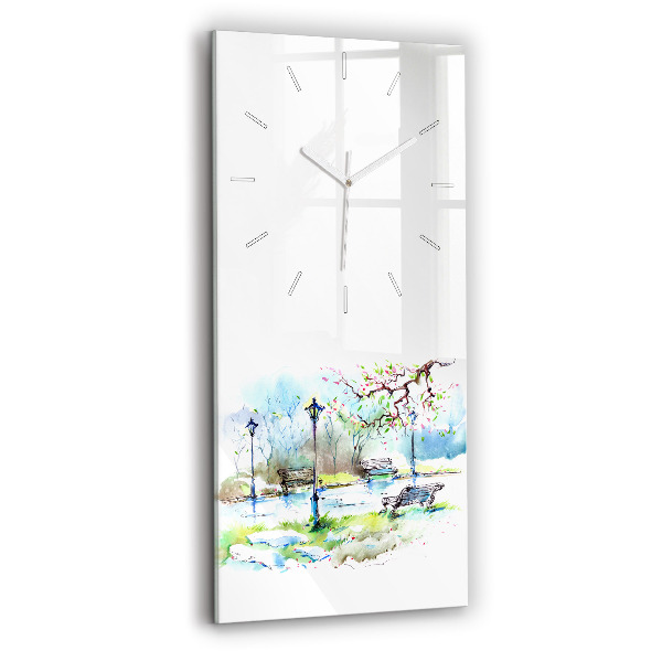 Reloj de vidrio vertical Primavera pintoresca - espejomat.es