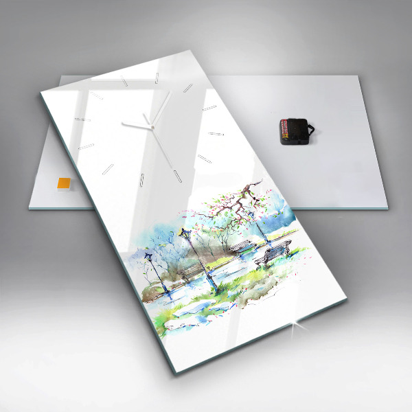 Reloj de vidrio vertical Primavera pintoresca - espejomat.es