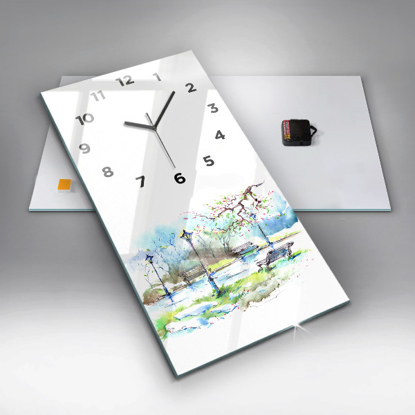 Reloj de vidrio vertical Primavera pintoresca - espejomat.es