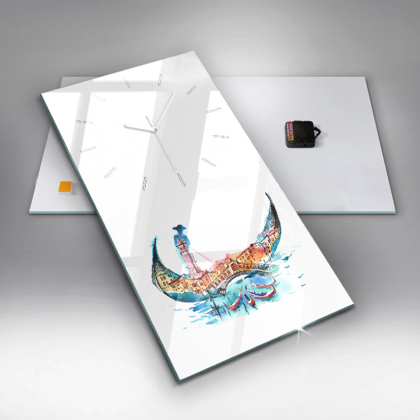 Reloj de cristal vertical Italia - La góndola veneciana - espejomat.es