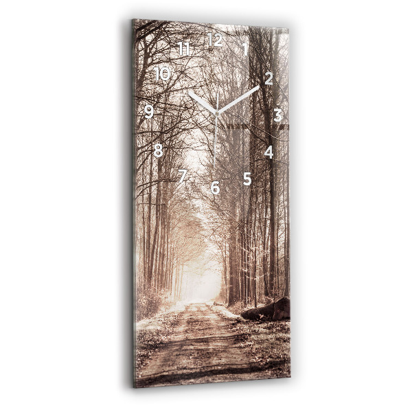 Reloj de cristal vertical Camino forestal en sepia - espejomat.es