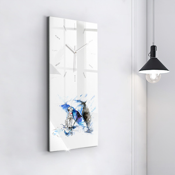 Reloj de cristal vertical Dálmata y paraguas - espejomat.es