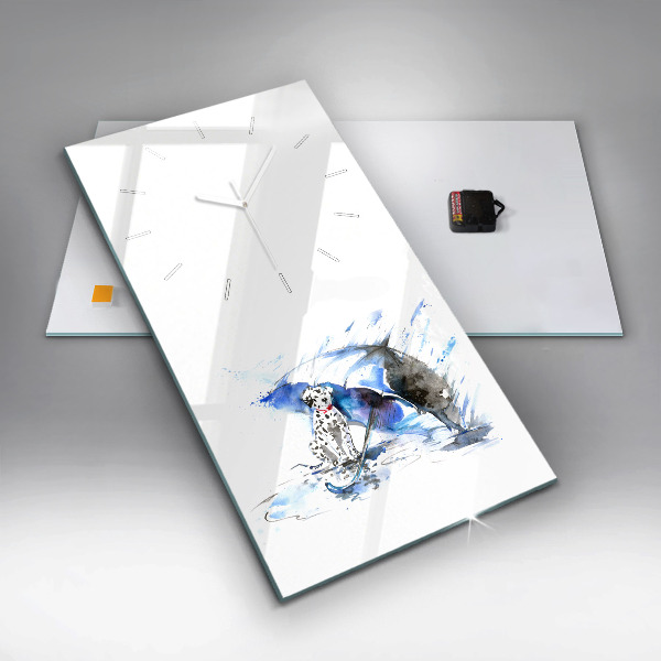 Reloj de cristal vertical Dálmata y paraguas - espejomat.es