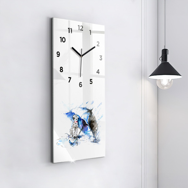 Reloj de cristal vertical Dálmata y paraguas - espejomat.es