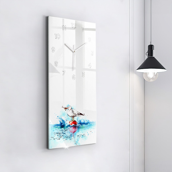 Reloj de cristal vertical Gaviota pintada - espejomat.es