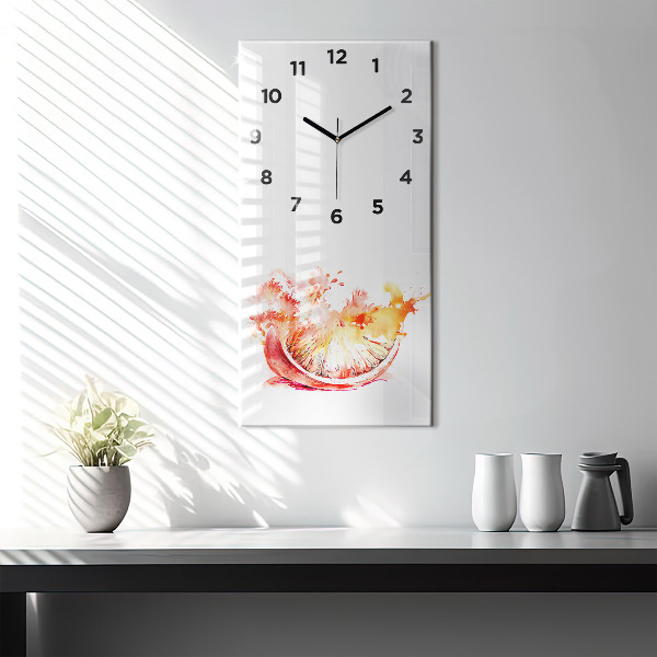 Reloj de cristal vertical Naranja pintada - espejomat.es