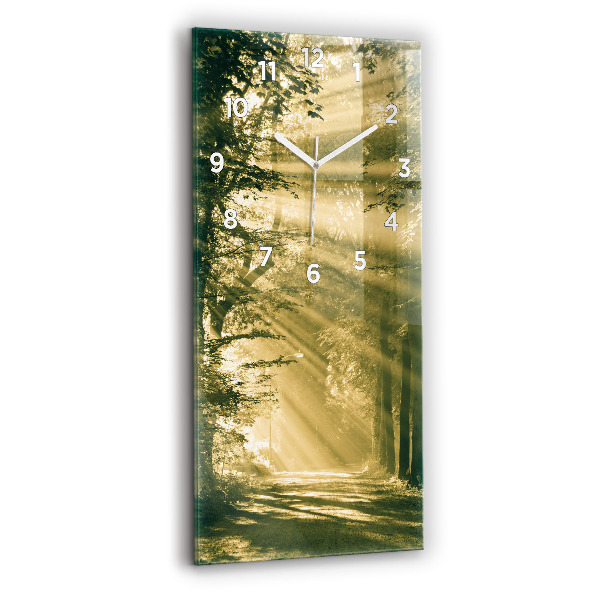 Reloj de vidrio vertical Bosque de rayos de sol - espejomat.es