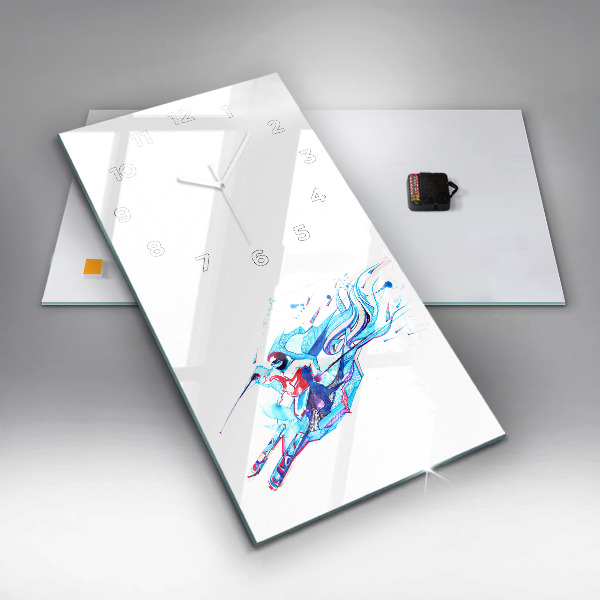 Reloj de vidrio vertical Esquiador - espejomat.es