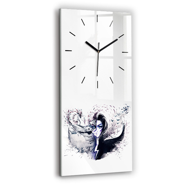 Reloj de vidrio vertical Ilustración de una mujer - espejomat.es