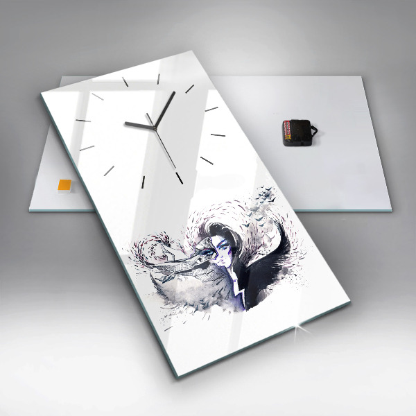 Reloj de vidrio vertical Ilustración de una mujer - espejomat.es