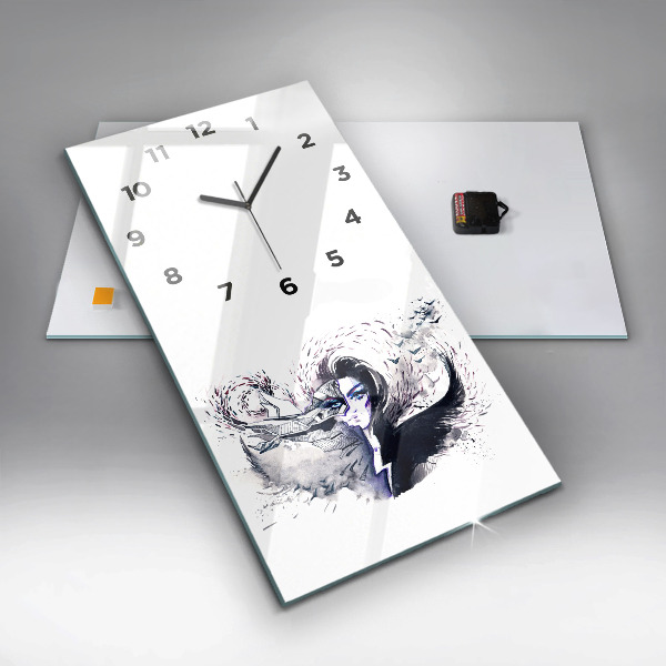 Reloj de vidrio vertical Ilustración de una mujer - espejomat.es