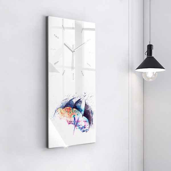 Reloj de cristal vertical Paraguas y ciudad - espejomat.es