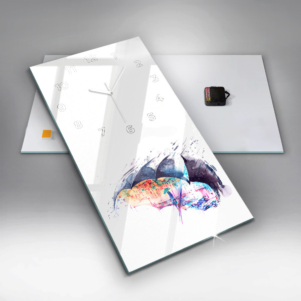 Reloj de cristal vertical Paraguas y ciudad - espejomat.es