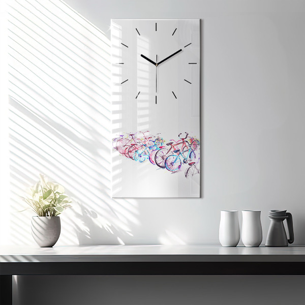 Reloj de cristal vertical Bicicletas urbanas de colores - espejomat.es