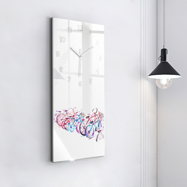 Reloj de cristal vertical Bicicletas urbanas de colores - espejomat.es