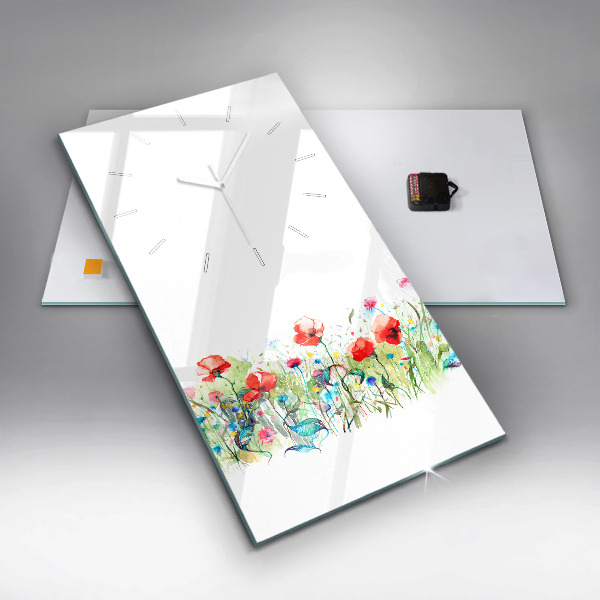 Reloj de cristal vertical Amapolas en un prado - espejomat.es