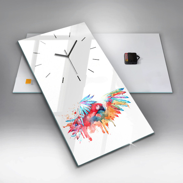 Reloj de vidrio vertical Loro rojo de colores - espejomat.es