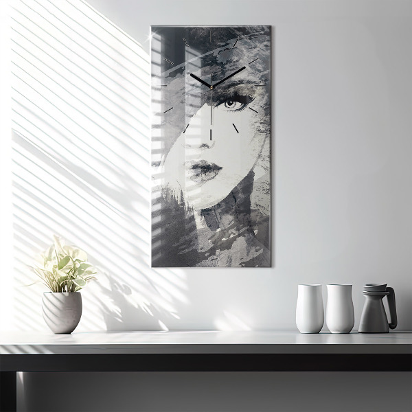 Reloj de vidrio vertical Mujer - acuarela - espejomat.es