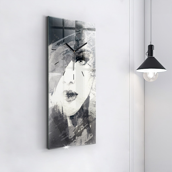 Reloj de vidrio vertical Mujer - acuarela - espejomat.es