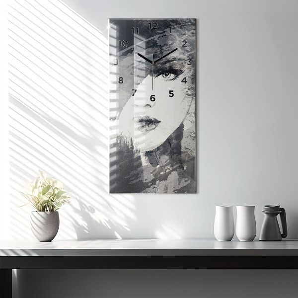 Reloj de vidrio vertical Mujer - acuarela - espejomat.es