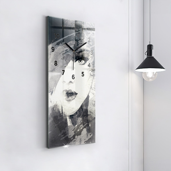 Reloj de vidrio vertical Mujer - acuarela - espejomat.es