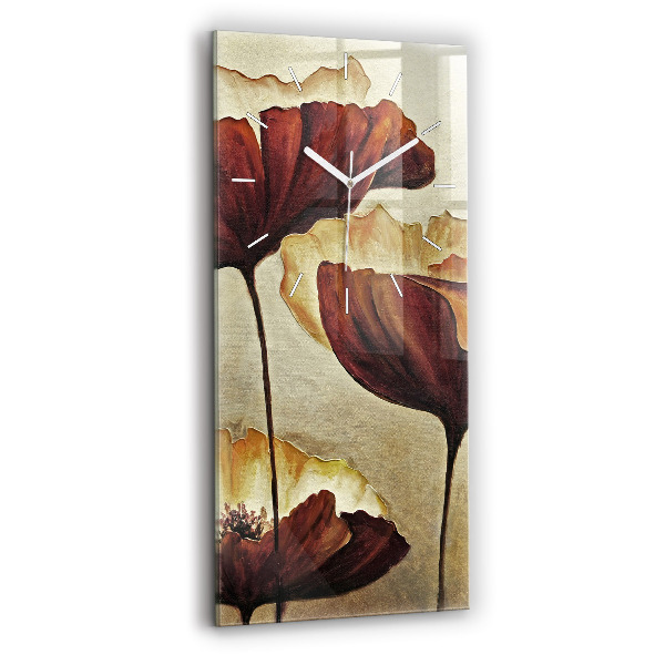 Reloj de vidrio vertical Amapolas pintadas - espejomat.es