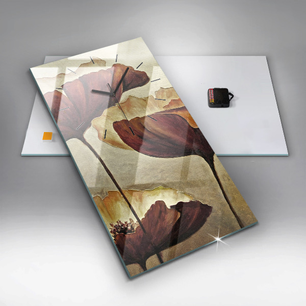 Reloj de vidrio vertical Amapolas pintadas - espejomat.es