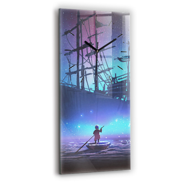 Reloj de vidrio vertical Velero de fantasía - espejomat.es