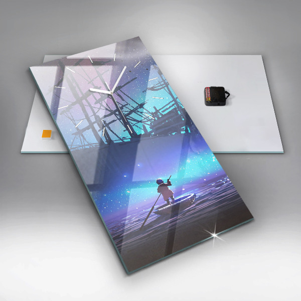 Reloj de vidrio vertical Velero de fantasía - espejomat.es