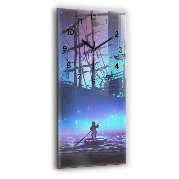 Reloj de vidrio vertical Velero de fantasía - espejomat.es