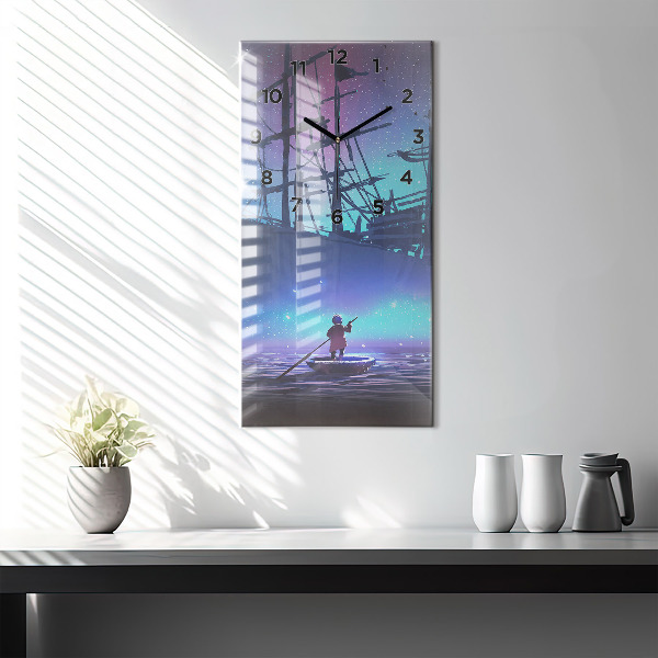 Reloj de vidrio vertical Velero de fantasía - espejomat.es