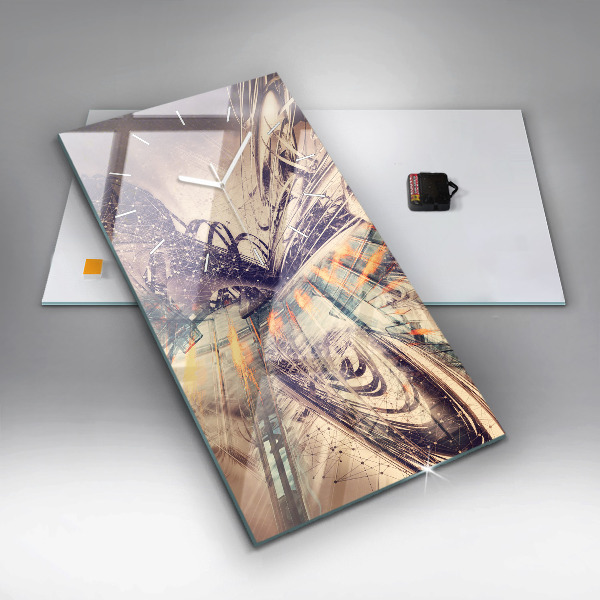 Reloj de vidrio vertical Mecanismo abstracto - espejomat.es